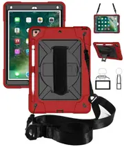 Catzon C-Robot Tablet Case Rugged Heavy Duty Shockproof Stand Cover For iPad Mini 1/2/3/4/5 Air Pro 7.9"/9.7"/10.2"/11"-Red&Black