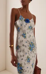 [Rodarte] Floral-Print Silk Slip Gown