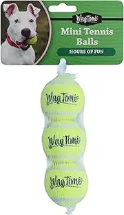 WagTime Tennis Ball Mini's 3pk - Durable, High-Visibility Dog Toys for Small Breeds, Ideal for Fetch & Play, Non-Toxic Rubber, 5cm Diameter, Ideal for Indoor & Outdoor Fun