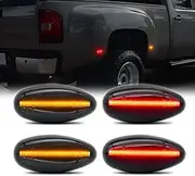 Gsdmsye Front Amber LED Side Marker Lights Rear Red Bumper Sidemarker Lamps Reflectors for 2001-2014 Chevy Silverado GMC Sierra 2500 3500 Amber Red Dual Rear Wheel Bed Marker Lamps, Smoked Lens