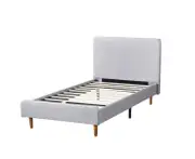 Bendigo King Single Bed Frame with Tufted Headboard and Rubber Wood Legs Light Grey