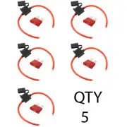 (5) True Spec 10 AWG Gauge ATC Inline Fuse Holder Fuseholder cover & (5) 10 Amp
