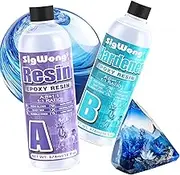 Epoxy Resin - 32OZ Crystal Clear Coating Kit, Not Yellowing No Bubble Easy Mix 1:1 Ratio, 2 Part Casting Resin for Art, Craft, Jewelry Making, River Tables, with Gold Foil Flakes, Measuring Cup