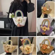 Rope Woven Handmade Woven Bag Cotton Picnic Basket Retro Handbag