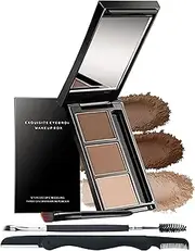 Eyebrow Powder Palette, 3 Colours Tinted Eyebrow Powder, Durable Waterproof, Dark/Light Brown Brow Filler, Filling & Sculpt Full Eyebrows for Women, with Brow Brush Tool and Mirror Set02