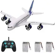 A380 2.4g Rc Airplane Aircraft Glider With Led Searchlight 3ch For Beginner Epp Foam Fixed Wing Airp 3 batteries