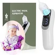 Aspirator Nasal with 3 Levels Snot Cleaners 3 Washingable Silicone Tips Nose Cleaner Built-in Music Ledlighting for Home Use only