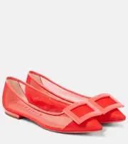 [Roger Vivier] Roger Vivier Gommettine leather-trimmed ballet flats AU 9 red