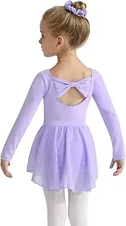 [Naiyafly] Girls Ballet Leotards with Removable Skirt Kids Dance Leotard Dress Toddler Long Sleeve Ballet Dance Dress Outfit Gymnastics Leotard with Chiffon Skirt