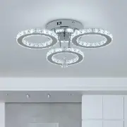 Modern Crystal Chandelier Flush Mount Stainless Steel Pendant Ceiling Lamp 3-...