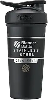 BlenderBottle Strada Insulated Shaker Bottle with Locking Lid, 24-Ounce, Black