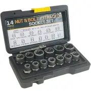 14Pcs Bolt Nuts Extractor Socket Set, 3/8" Drive Bolt Rmover Socket Set, Stri...