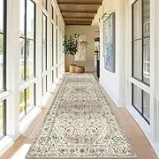 Cekene Vintage Runner Rugs for Hallway 80x300cm Non-Slip Washable Kitchen Rug Runner Extra Long Low Profile Entryway Carpet Runners for Entrance Hallway Kitchen Living Room