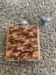 Woodchuck USA 6oz Camo flask. Real Wood Covered Flask