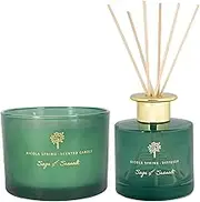 Nicola Spring Sage & Seasalt Scented Candle & Reed Diffuser Set - 350g Soy Wax Candle 38 Hour Burning Time Large Relaxing Fragrance Gift Set Aromatherapy 200ml Fragrant Diffuser