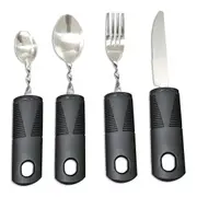 4pcs Bendable Cutlery Disabled Utensil Adult Weighted Utensils Elderly Built Adults Adaptive Tableware Gadgets Black Silver