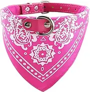 Newtensina Fashion Dog Bandana Collar Dog Collar Boy Medium Bandana Puppy Bandana with Collar for Dogs - ROSEO - M