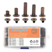 75 Sets Chicago Screws Assorted Kit Red Copper Leather Rivets Screw Rivets Sl...