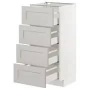 METOD base cab 4 frnts/4 drawers, white Maximera/Lerhyttan light grey, 40x37x80 cm