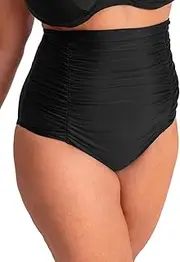 [SHAPERMINT] Women Ruched High Waisted Bikini Bottom Swimsuit, Tummy Control Full Coverage Swimwear, Small to Plus Size