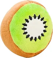 Dog Plush Toys, Squeaky Fruit Teether, Mental Enrichment Treat Toy, Crinkle Chew Toy, Indoor Outdoor Play, Training Fetch Birthday Use, 3.94 x 5.12 inches, Green Brown