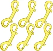 6 Pcs Double Ended Bolt Snap Hook,Double Dog Lead Metal Clips Lightweight Dog Lead Hook for Dog Leash Key Chain (Golden, One Size)