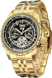 [BESTKANG] Luxury Men's Skeleton Tourbillon Calendar Wrist Watch Stainless Steel Automatic Watches Classic Big Face Watch Unique Mechanical Wrist Watch