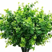 4Pcs 7 Forks Artificial Simulation Greenery Grass Leaves Plastic Shrubs Plastic Plants Indoor Outdoor Outside Home Garden Office Kitchen Bathroom Verandah Wedding Decoration (Green, One Size)