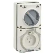 Clipsal 56 Series Flat Round Earth 3 Pin Switched Socket 10A Grey | 56C310L-GY