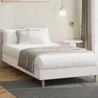 Oikiture Bed Frame King Single Size Bed Base White Boucle