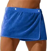 [noxozoqm] Men Shorts Bathrobe Sleep Bottoms Microfiber Pajamas Men Nightwear Short Towel Pants Side Split Bathrobe Culottes Soft