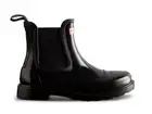 Hunter ORIGINAL Commando Ladies Casual Pull On Black Gloss Chelsea Ankle Boots