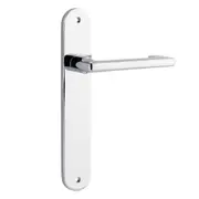 Iver Baltimore Return Door Lever Handle on Oval Backplate Polished Chrome
