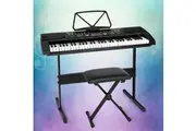 Alpha 61 Keys Electronic Piano Keyboard Digital Electric w/ Stand Stool Black