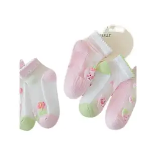 夏季兒童透明水晶玻璃絲襪子女童短筒棉網眼公主船襪薄款寶寶花邊