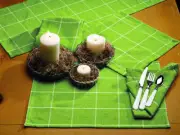 Burlap Check Lime Green Table Settings Placemat Runners Dishtowels Country