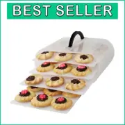 Premium Cookie and Cake Carrier with Handle, 4 Trays & Egg Holders - Made in USA