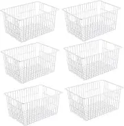 Durable Rustic White Metal Wire Baskets, 13.4 in - 6 Pack for Easy Storage