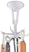 Kitchen Utensil Hooks - 360 Degree Rotatable Under Cabinet Hanger - No Drilling Adhesive Holder Organizer for Under Cabinet Wall Shower Kitchen Storage