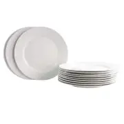 Gibson Home Noble Court 10.5" Dinner Plate Set in White Set of 12