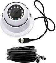 Elinz Reversing Reverse Camera Cam Dome 4 PIN Heavy Duty with Mic CCD IR Colour 12V/24V Car Truck Caravan 120° View 10M Cable 12 IR LEDs Night Vision 600TVL, 2 Years Warranty