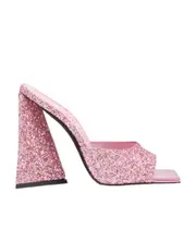 The Attico Devon Sequin Embellished Block Heel Mules 35.5 Pink