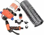 High Efficiency Washdown Deck Wash Pump KIT 12v 70 PSI 5.0 GPM 18.9 LPM for Caravan Rv Boat Marine Yacht