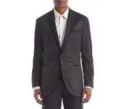 New Mens Kenneth Cole Reaction Slim Fit Black Charcoal Sportcoat Blazer 40 Long