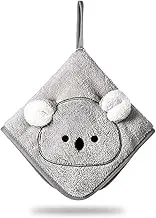 Iensen Microfiber Hanging Hand Towel – 12" x 12", Super Absorbent, Quick-Drying, Soft Plush with Loop for Bathroom & Kitchen (Grey)