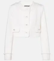 [Dolce & Gabbana] Dolce & Gabbana Cropped wool-blend tweed jacket AU 20 white
