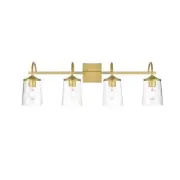 Living District Avani 4 Light Bath Sconce, Brass/Clear - LD7313W33BRA