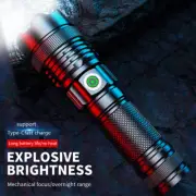 Zoomable Super Bright Torch LED Flashlight USB Rechargeable Light Searchlight AU