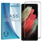 [2 Pack] Full Coverage Samsung Galaxy S21 Ultra 5G Tempered Glass Crystal Clear Premium 9H HD Screen Protector by MEZON (S21 Ultra, 9H Full)