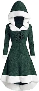 Ugly Christmas Dress for Women, Elegant Fleece V Neck Long Sleeve Fit and Flare Dresses Vintage 2023 Winter Outfits